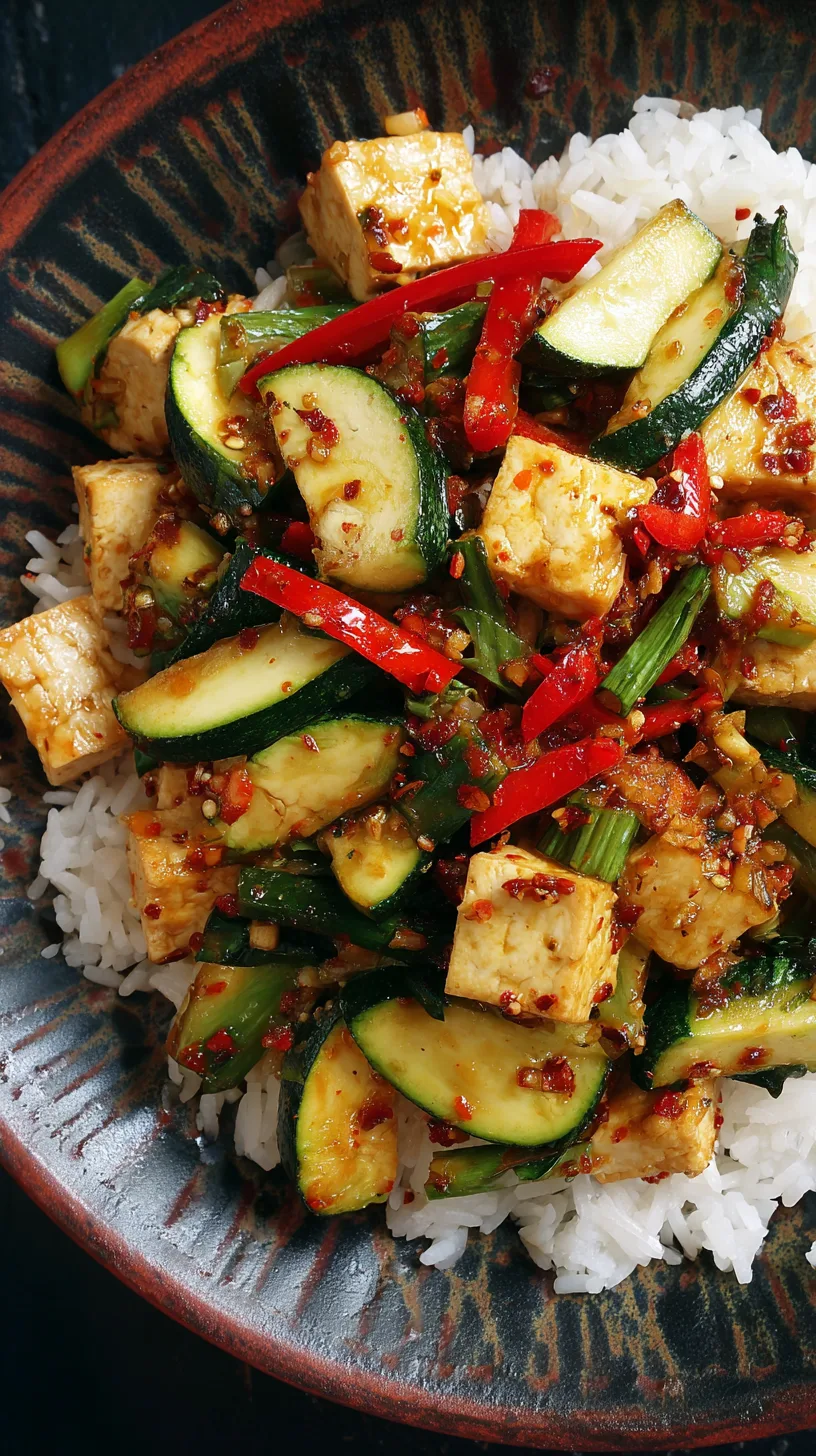 Delicious Zucchini Stir Fry With Tofu in a wok